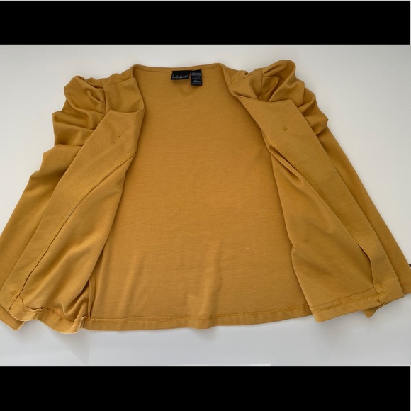 Classy Mustard Ruffled Shoulder Blazer - Picture 4 of 6